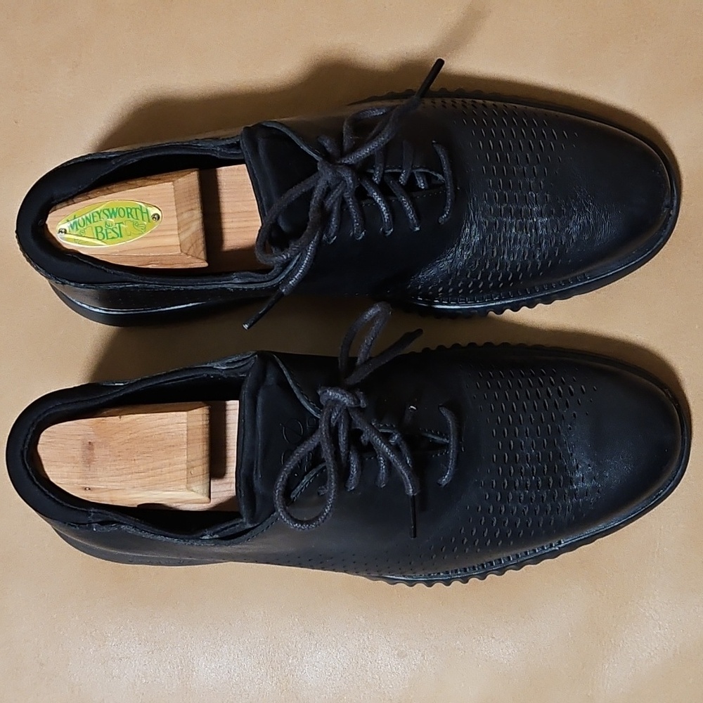 Cole Haan Black Leather 20 zero Men's Shoes with Rubber Soles